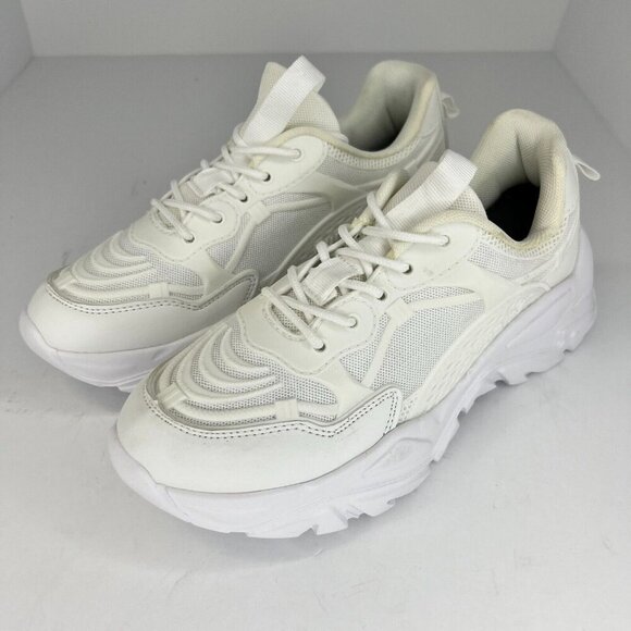 Womens Ivory Low Top Mesh Lace Up Athletic Sneakers Size 9 Running Shoes - Picture 1 of 10